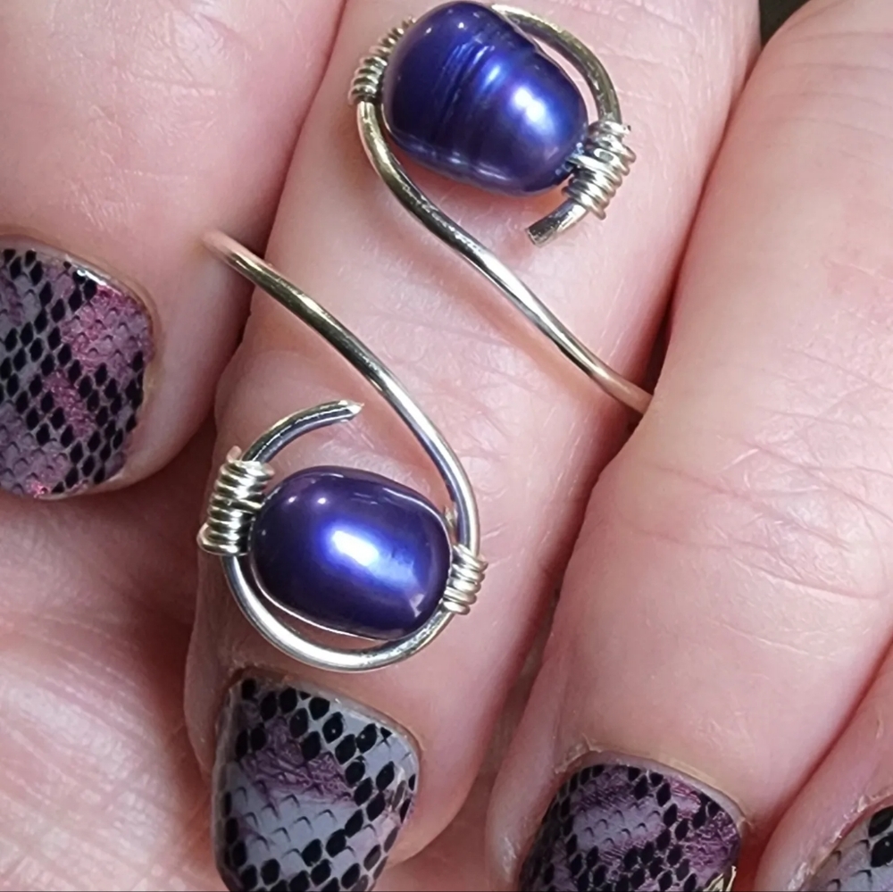 Purple Iridescent Pearl Ring Adjustable